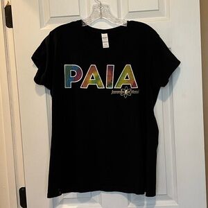 Gildan Women's Graphic Short Sleeve T-Shirt Size 2XL Black with Rainbow Design